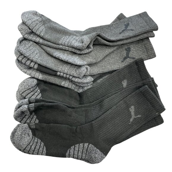 NWOT Bundle Puma 7 Pairs Men's Crew Socks Black & Gray Cotton Blend - Picture 1 of 2